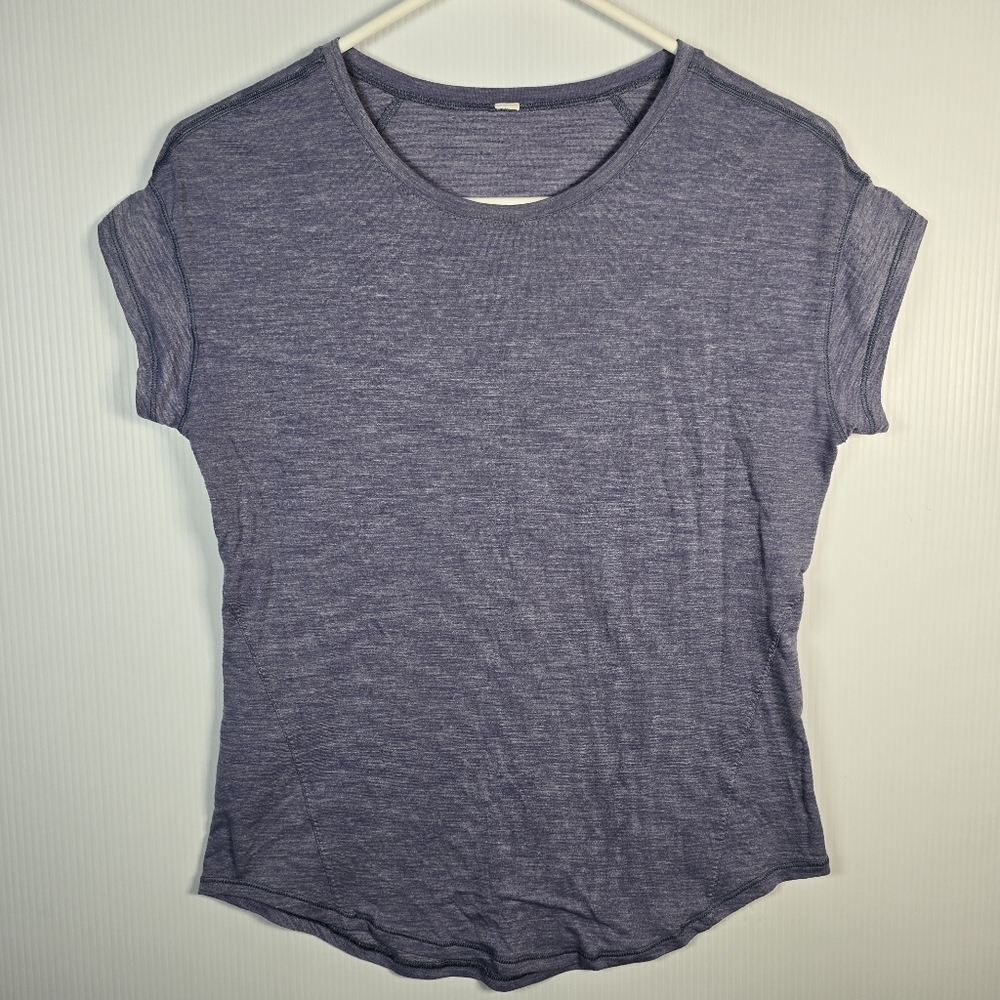 Lululemon Women's Run Around Short Sleeve Crewneck Tee Heathered Blue Activewear